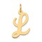 14K Yellow Gold Medium Script Initial Letter L Charm Jewerly 19mm x 10mm